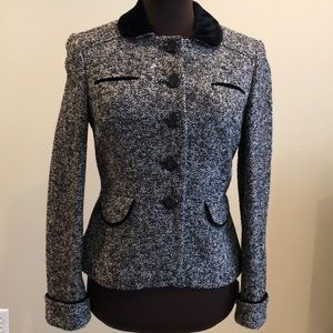 Black and Gray LOFT blazer with Velvet Trim